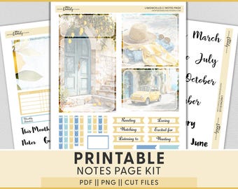 Adesivi stampabili con limoni per agenda, Kit di pagine per appunti di giugno per Erin Condren, Kit per agenda estiva, Spiaggia, Oceano, Costa italiana, ECN314