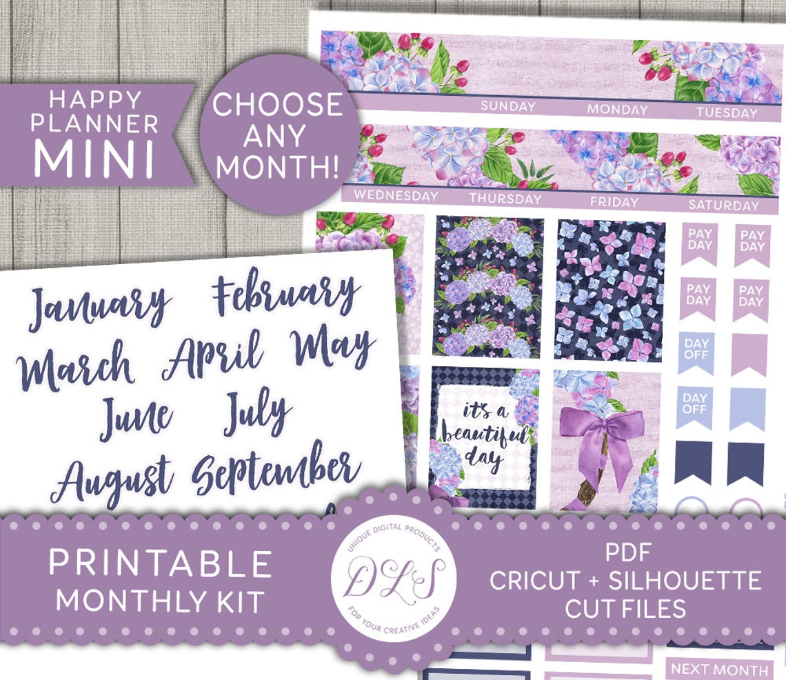 Mini Happy Planner Monthly Stickers Kit Printable Monthly | Etsy