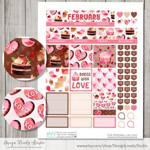 Printable FEBRUARY Monthly Planner Kit, Digital Planner Stickers ...