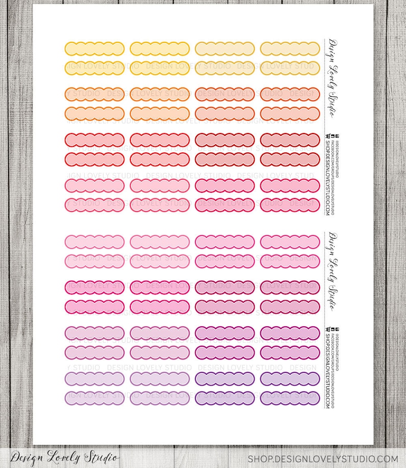 Printable Scallop LABEL Stickers Multicolor Scallop Label Etsy