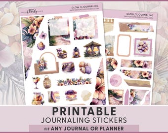 Adesivi per journaling "Serata estiva in spiaggia", adesivi stampabili per agenda, journaling e scrapbooking, vacanze al mare, JS300