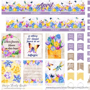 Printable APRIL Monthly Stickers, Mini Happy Planner Printable April ...