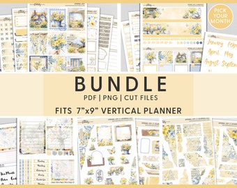 Spring Printable Planner Stickers Bundle, Flora Stickers, Garden, Summer, Monthly Stickers, Weekly Sticker Kit, Journaling Stickers, BV102