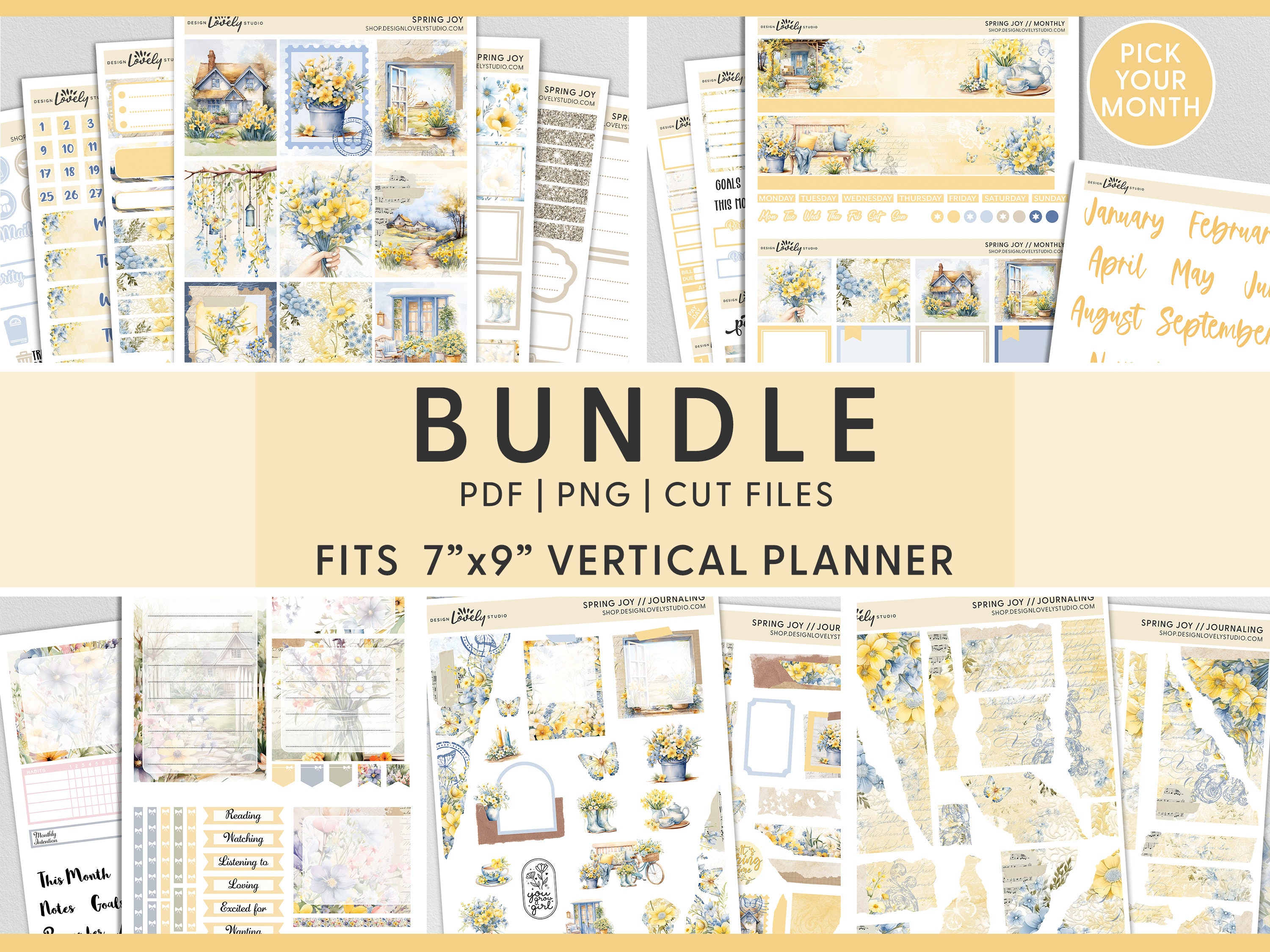 Spring Printable Planner Stickers Bundle, Flora Stickers, Garden ...