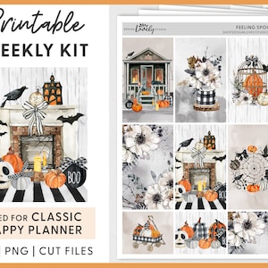 Autocollants De planificateur d’Halloween, Autocollants imprimables Happy Planner, Autocollants de planificateur d’automne, Kit d’autocollants hebdomadaire, Autocollants d’octobre, Fichiers de coupe, HP214