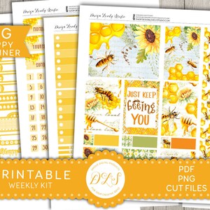 PRINTABLE Big Happy Planner Weekly Kit, Honey Bee Planner Stickers, Big ...