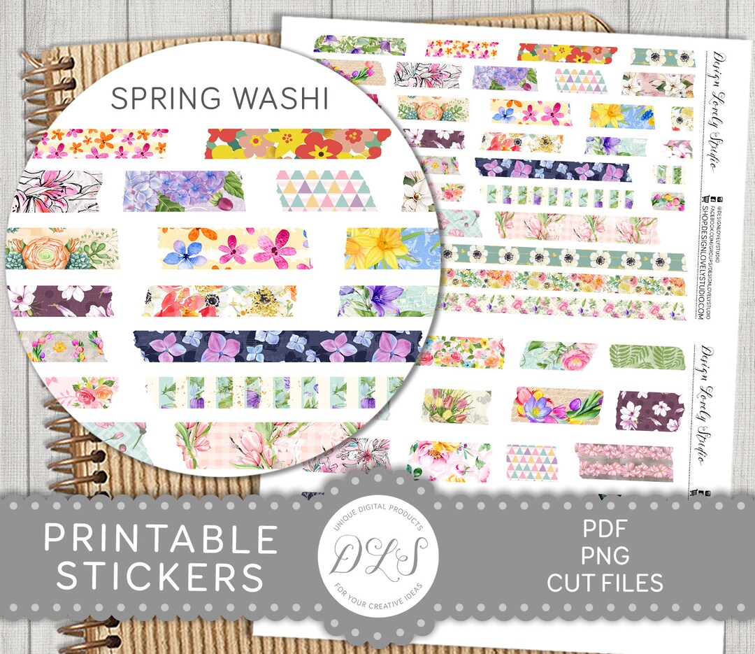 Digital Washi Tape Stickers, Printable Washi Strips, Goodnotes Stickes ...