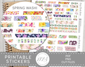 Digital Washi Tape Stickers, Printable Washi Strips, Goodnotes Stickes, Spring Planner Stickers, Printable Washi Tape Stickers, DS187