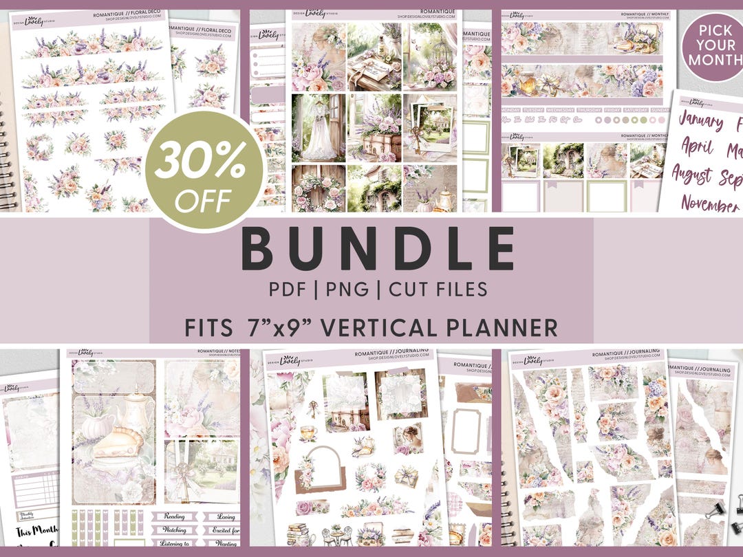 Spring Planner Stickers Bundle, Printable Vertical Weekly Sticker ...
