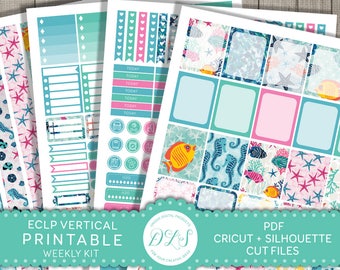 Kit de planificador semanal cabe Erin Condren ECLP Kit imprimible de planificador, verano planificador Kit, semanal Stickers imprimibles, planificador de la playa, VS109