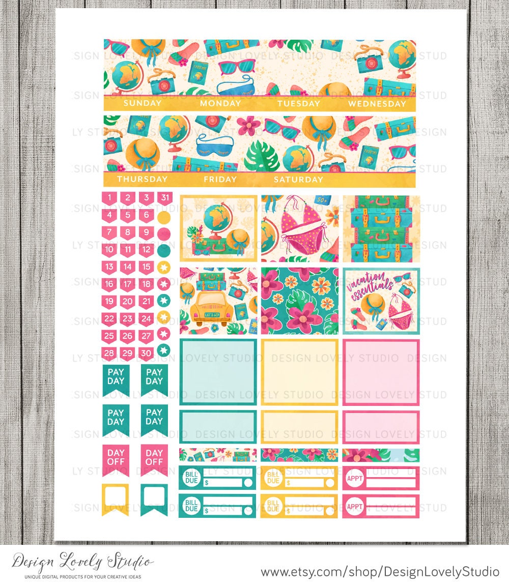 Printable Monthly Planner Stickers for Erin Condren Life Planner ...