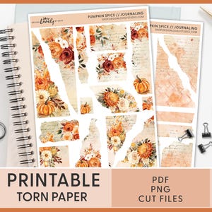 Adesivi decorativi autunnali, adesivi stampabili in carta strappata, adesivi in carta strappata, adesivi per diario autunnale, adesivi per planner, adesivi BuJo, JS165