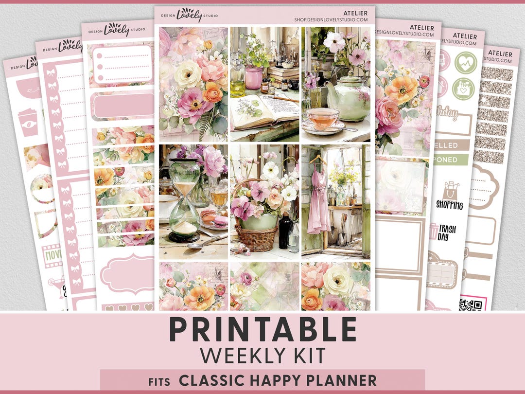 Spring Atelier Printable Planner Stickers, Weekly Planner Kit for Happy ...