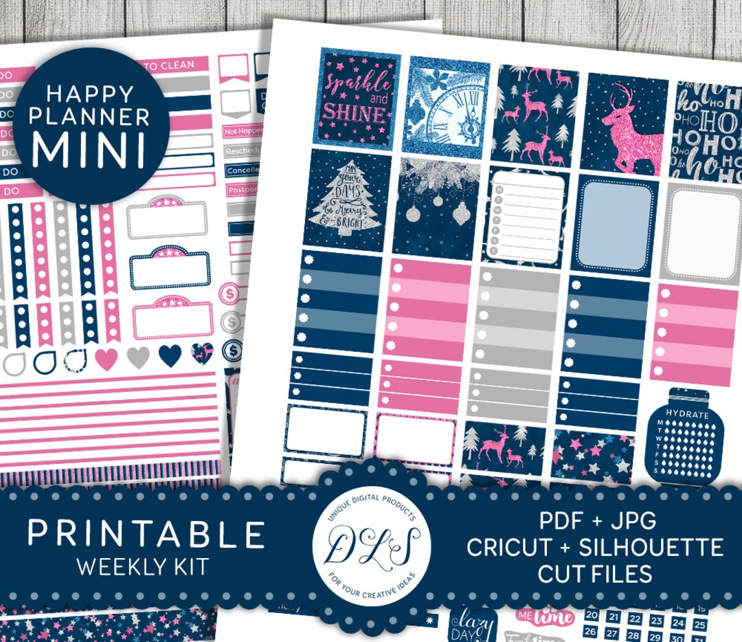 Mini Happy Planner Christmas Stickers, Mini Happy Planner Winter