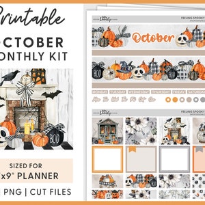 October Planner Stickers, Halloween Planner Stickers, Printable Planner Stickers, Erin Condren Stickers, Monthly Planner Stickers Kit, MV206