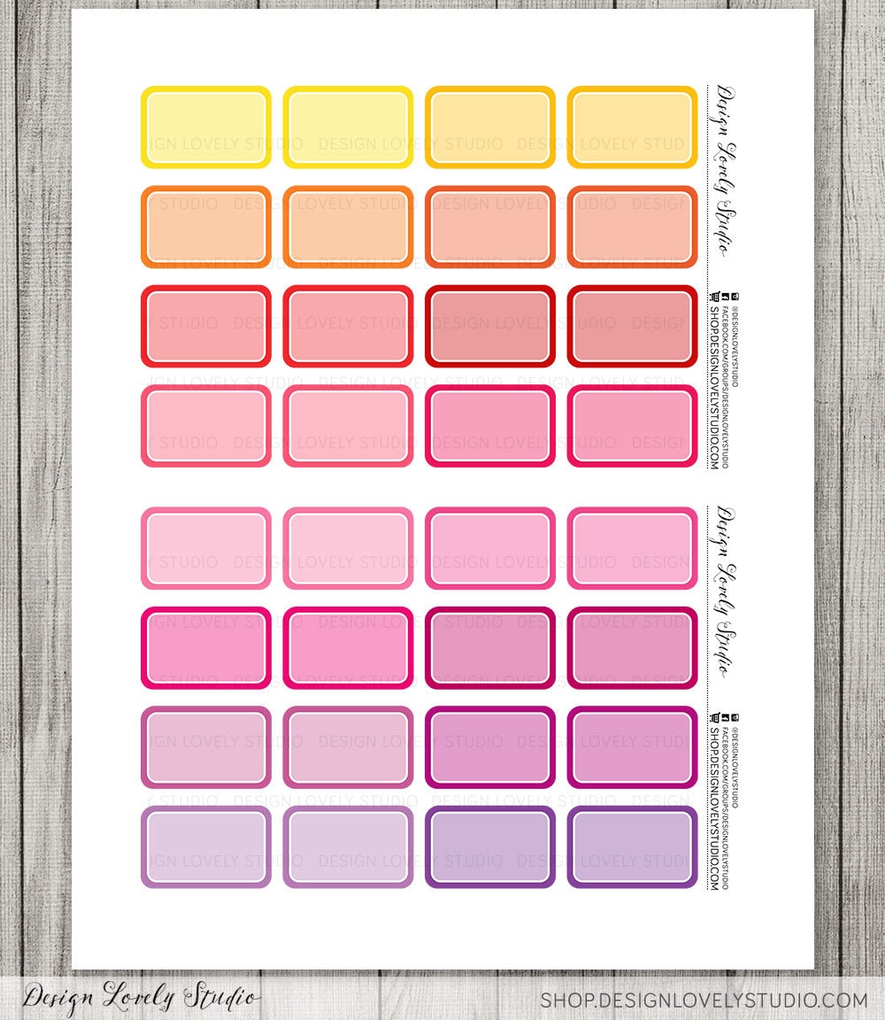 Printable Half Box Planner Stickers, Half Box Printables, Rounded ...