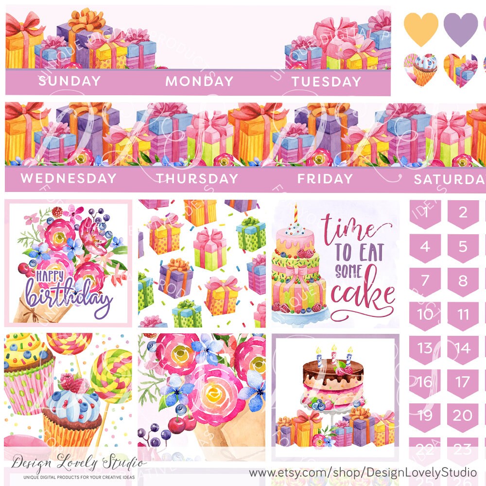 Big Happy Planner Monthly Stickers Kit, Birthday Planner Stickers ...