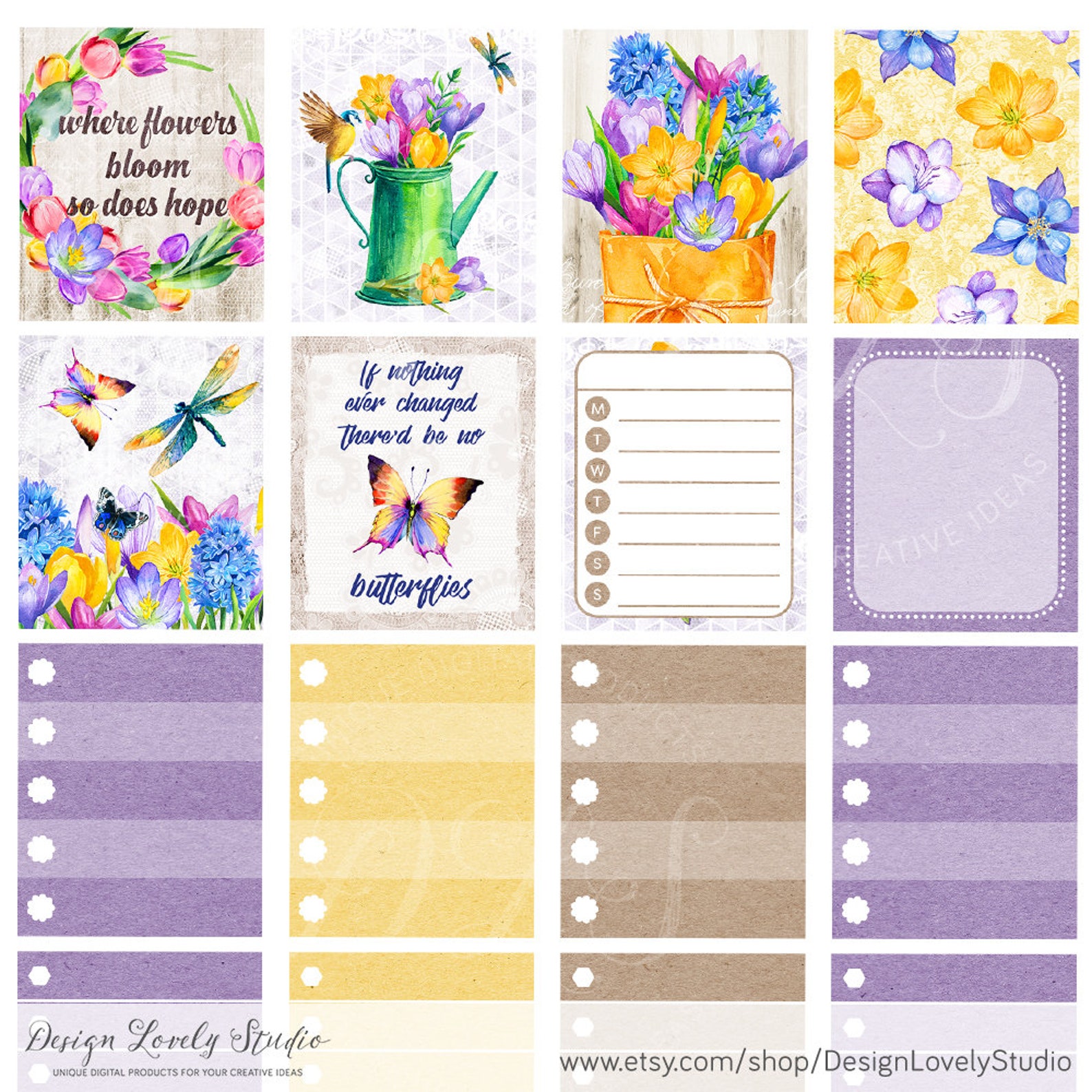 SPRING Planner Kit, Mini Happy Planner Weekly Stickers Kit, Printable ...