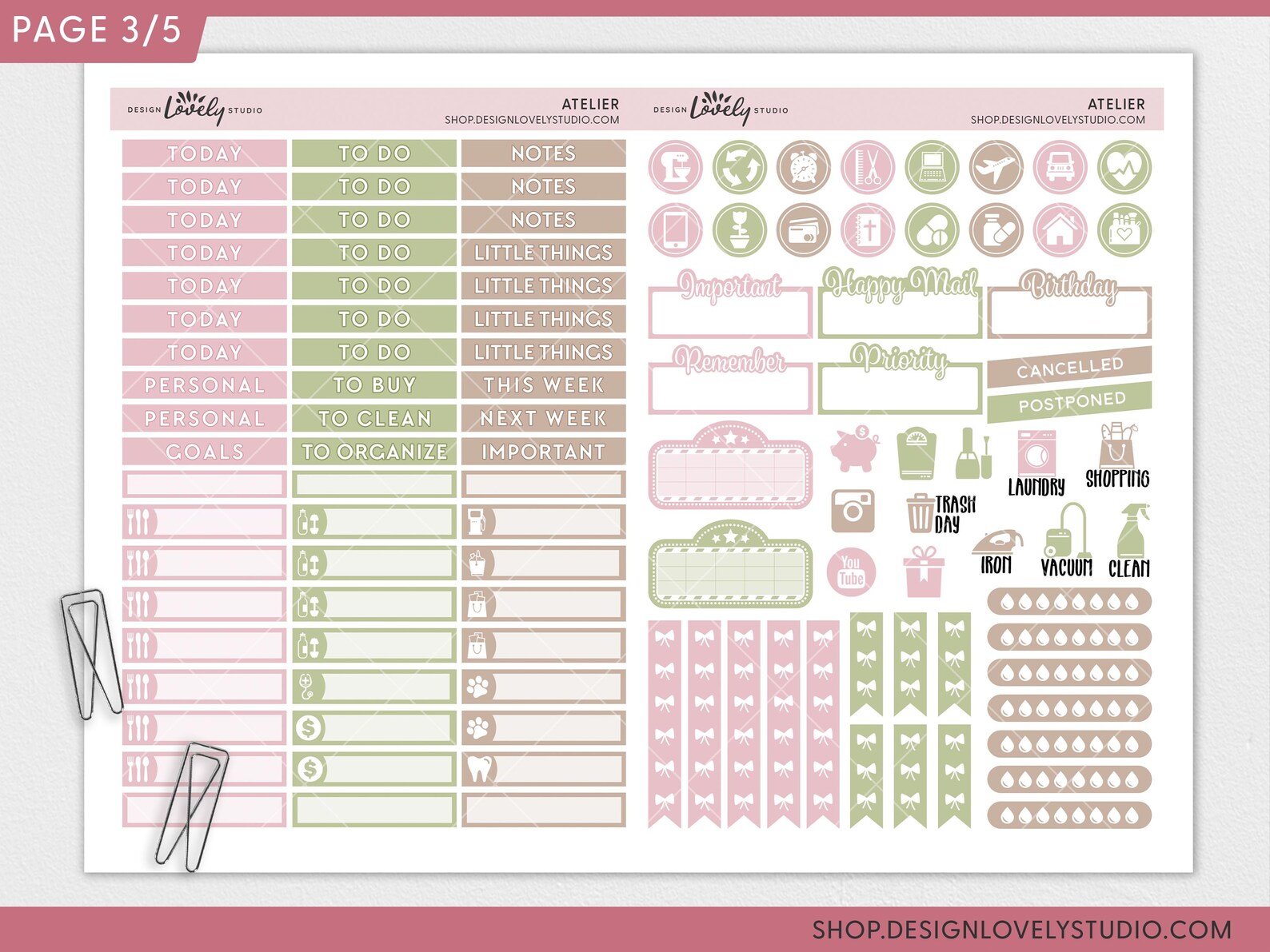 Spring Atelier Printable Planner Stickers, Weekly Planner Stickers Kit ...