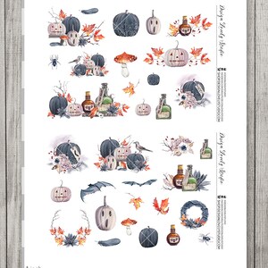 Utskrivbara Halloween-planerarklistermärken, Halloween-klippboksklistermärken, oktober-planerarklistermärken, kusliga planerarklistermärken, klippfiler, DS133 bild 2