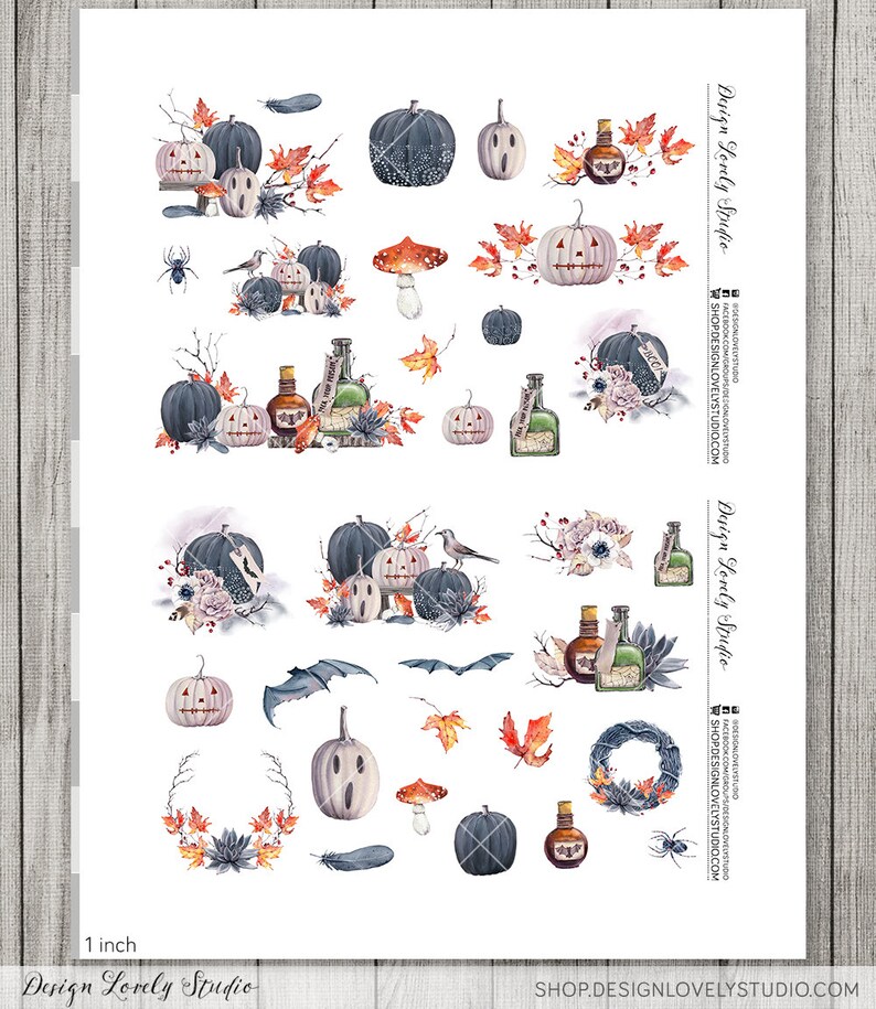 Utskrivbara Halloween-planerarklistermärken, Halloween-klippboksklistermärken, oktober-planerarklistermärken, kusliga planerarklistermärken, klippfiler, DS133 bild 2