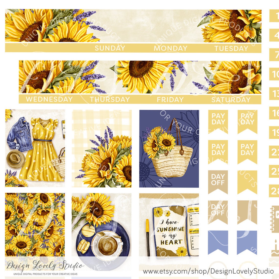 PRINTABLE Mini Happy Planner Stickers Sunflower Planner | Etsy