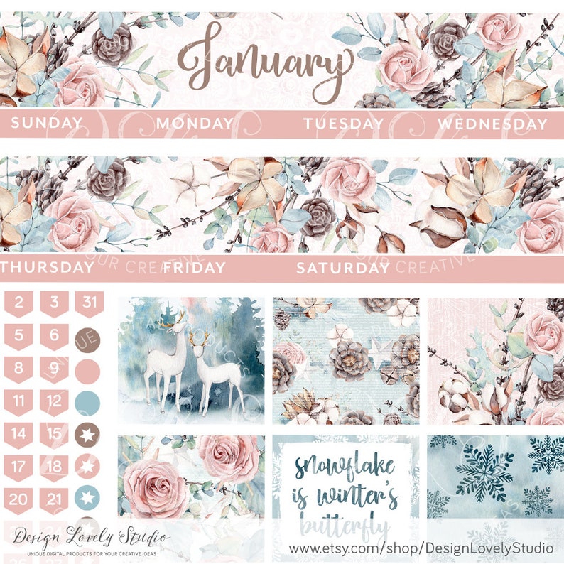 Printable JANUARY Planner Stickers January Monthly Stickers - Etsy