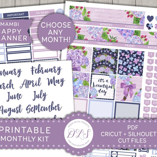 Printable FLORAL Monthly Planner Stickers Happy Planner - Etsy