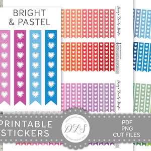 Heart CHECKLIST Planner Stickers, Printable Checklist Planner Stickers, Full Size Flag Checklist Stickers, Functional Stickers, FS175