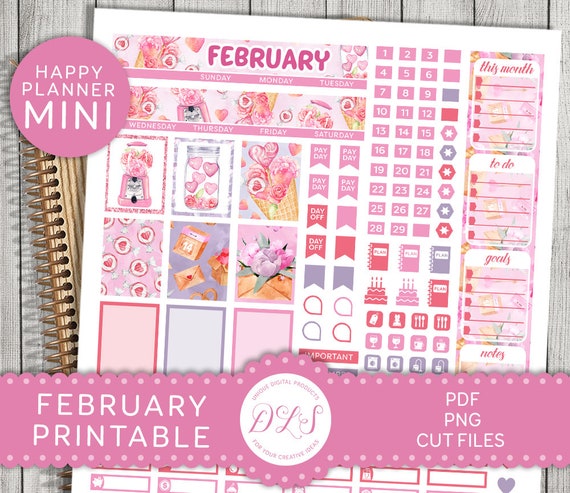 FEBRUARY Monthly Kit Mini Happy Planner Printable February | Etsy
