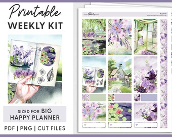 Spring Planner Stickers, Spring Weekly Kit, April Stickers, May Stickers, Spring Printable, Big Happy Planner Printable Stickers, BW201