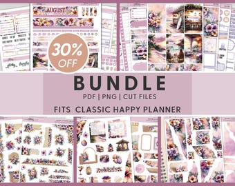 Set di adesivi stampabili "Serata estiva in spiaggia", settimanali, mensili, per journaling, con motivi floreali per Happy Planner, vacanze al mare, BH164