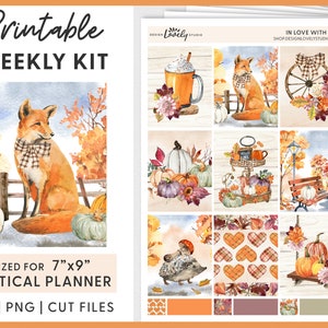 Printable Planner Stickers, Fall Planner Stickers, October Planner Printable, Autumn  Stickers, Vertical Planner Stickers, Cut Files, VS216