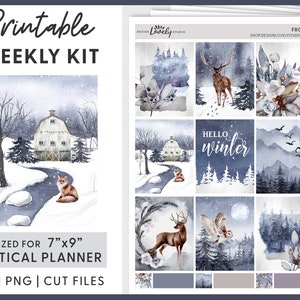 Winter Stickers Kit, Afdrukbare Planner Stickers, December Planner Printable, Januari Planner Stickers, Erin Condren Planner Stickers, VS221