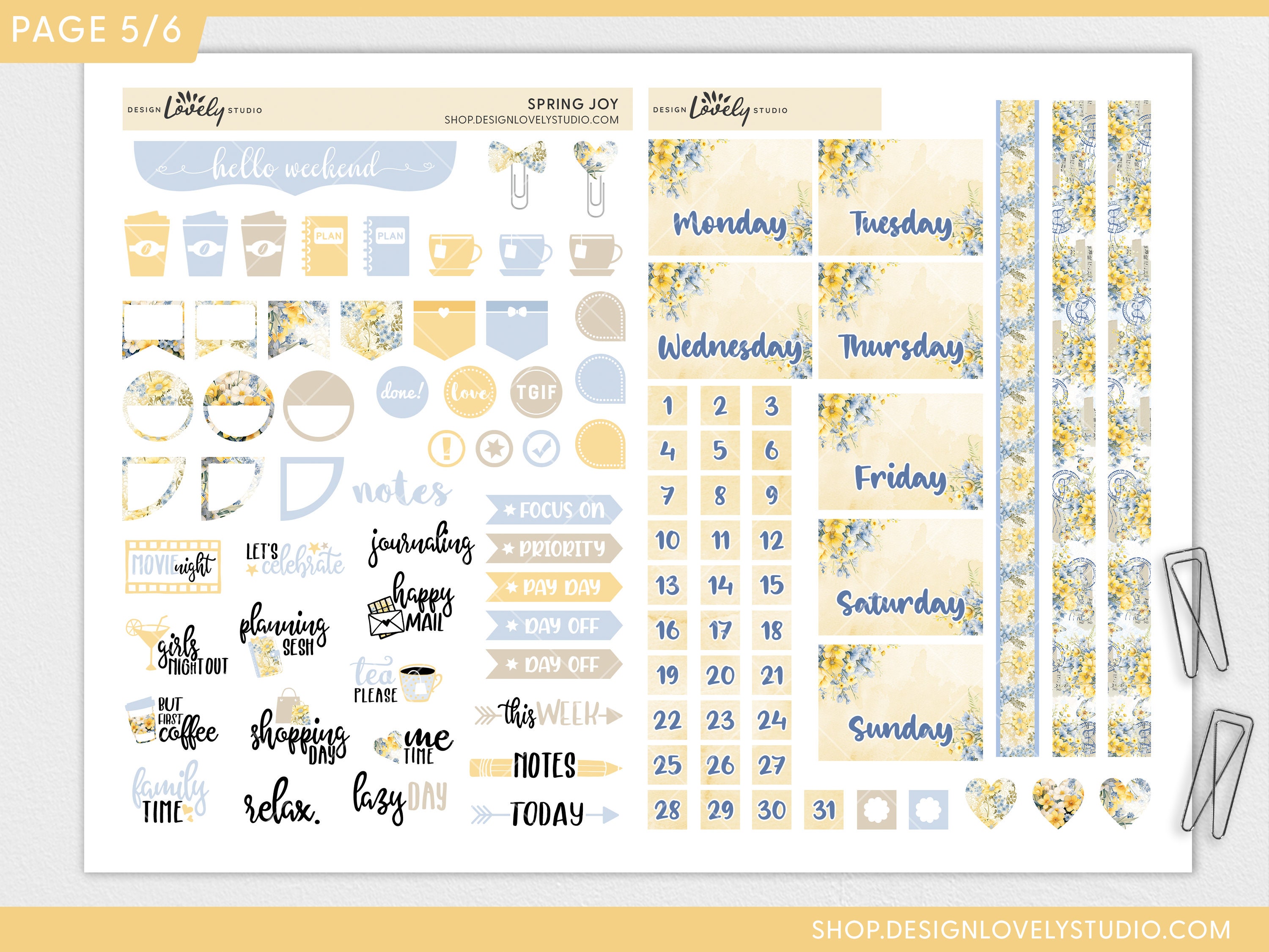 Floral Planner Stickers, Spring Planner Printable Stickers for Happy ...