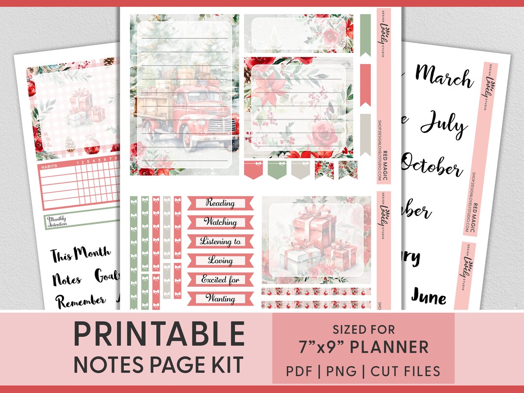 December Notes Decorations December Notes Page Kit, Winter Notes Page Kit, Christmas Planner ...