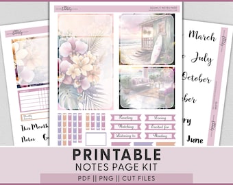 Adesivi stampabili per agenda "Serata d'estate in spiaggia", adesivi per la pagina degli appunti di agosto per Erin Condren, Tramonto in spiaggia, Kit vacanze, ECN317