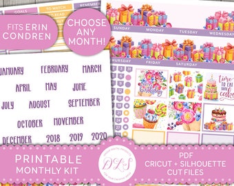 Printable Monthly Planner Stickers Erin Condren Monthly Kit - Etsy