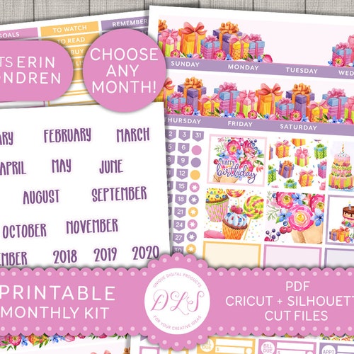 PRINTABLE Monthly Planner Stickers Kit Floral Planner - Etsy