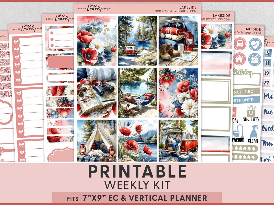 Lakeside Printable Planner Stickers for Erin Condren | Summer Camping ...