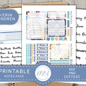 Printable NOTES PAGE Stickers, ECLP Notes Page Kit, July Notes Page Stickers, Summer Notes Page Kit, Dashbaord Notes Page, Cut File, ECN169