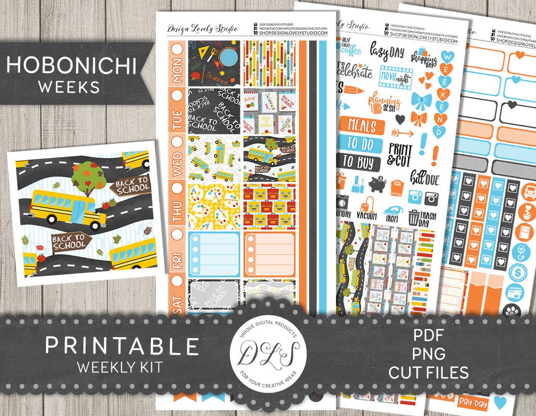Back to School Planner Stickers, Printable HOBONICHI Weeks Stickers Kit ...