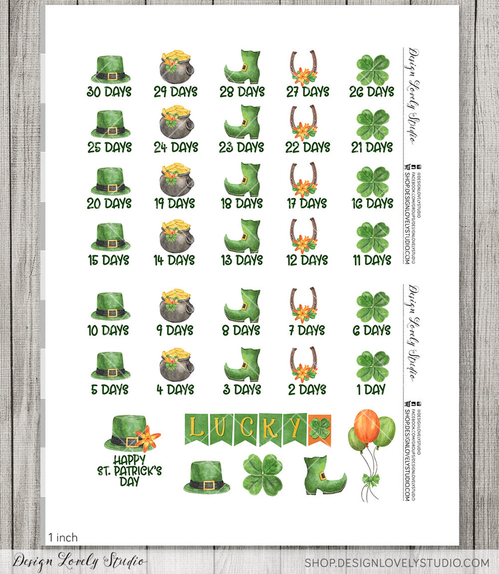ST PATRICK'S DAY Countdown Planner Stickers Printable St Etsy
