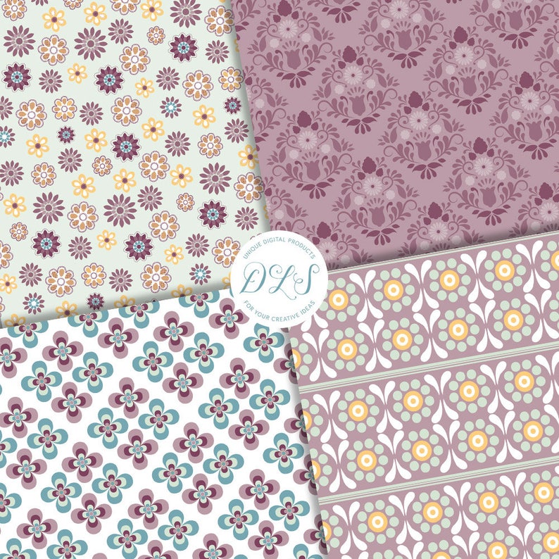 Boho Digital Paper Pastel Floral Digital Paper Summer Floral Paper DP121 Floral Seamless Pattern Paisley Digital Paper 6x6 Printable