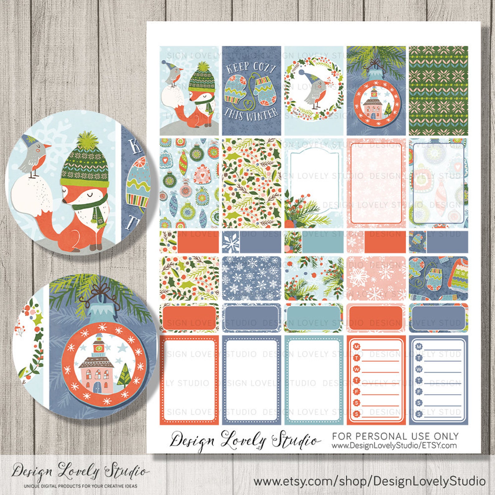 Happy Planner Christmas Stickers Christmas Printable Planner Etsy
