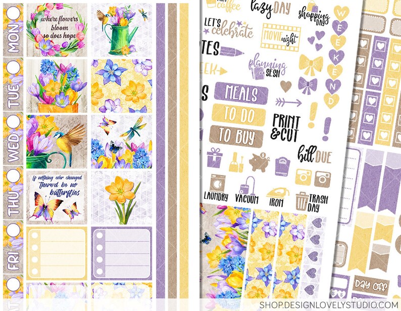 Printable HOBONICHI Weeks Stickers Kit Floral Planner - Etsy