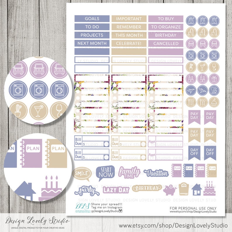 AUGUST Planner Stickers Printable Planner Stickers Big Happy - Etsy