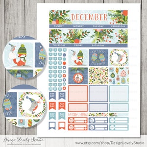 Printable December Planner Stickers, December Monthly Kit for Erin ...