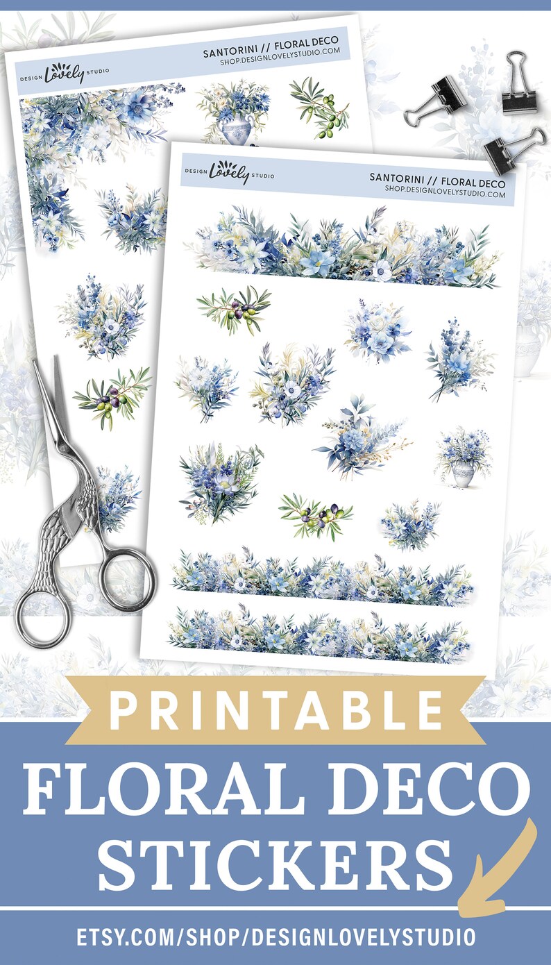 Floral Journaling Stickers, Floral Deco Stickers, Planner Stickers ...