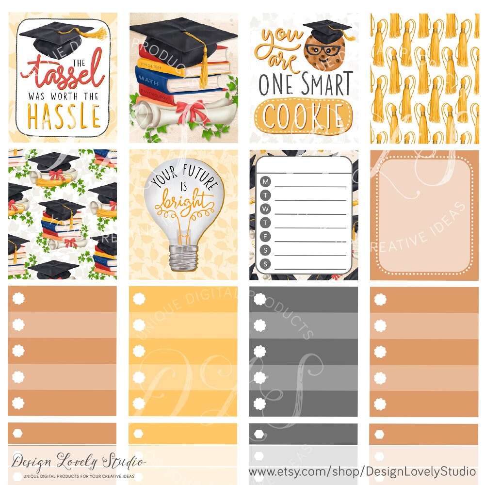 Mini Happy Planner Graduation Stickers, Graduation Stickers Kit